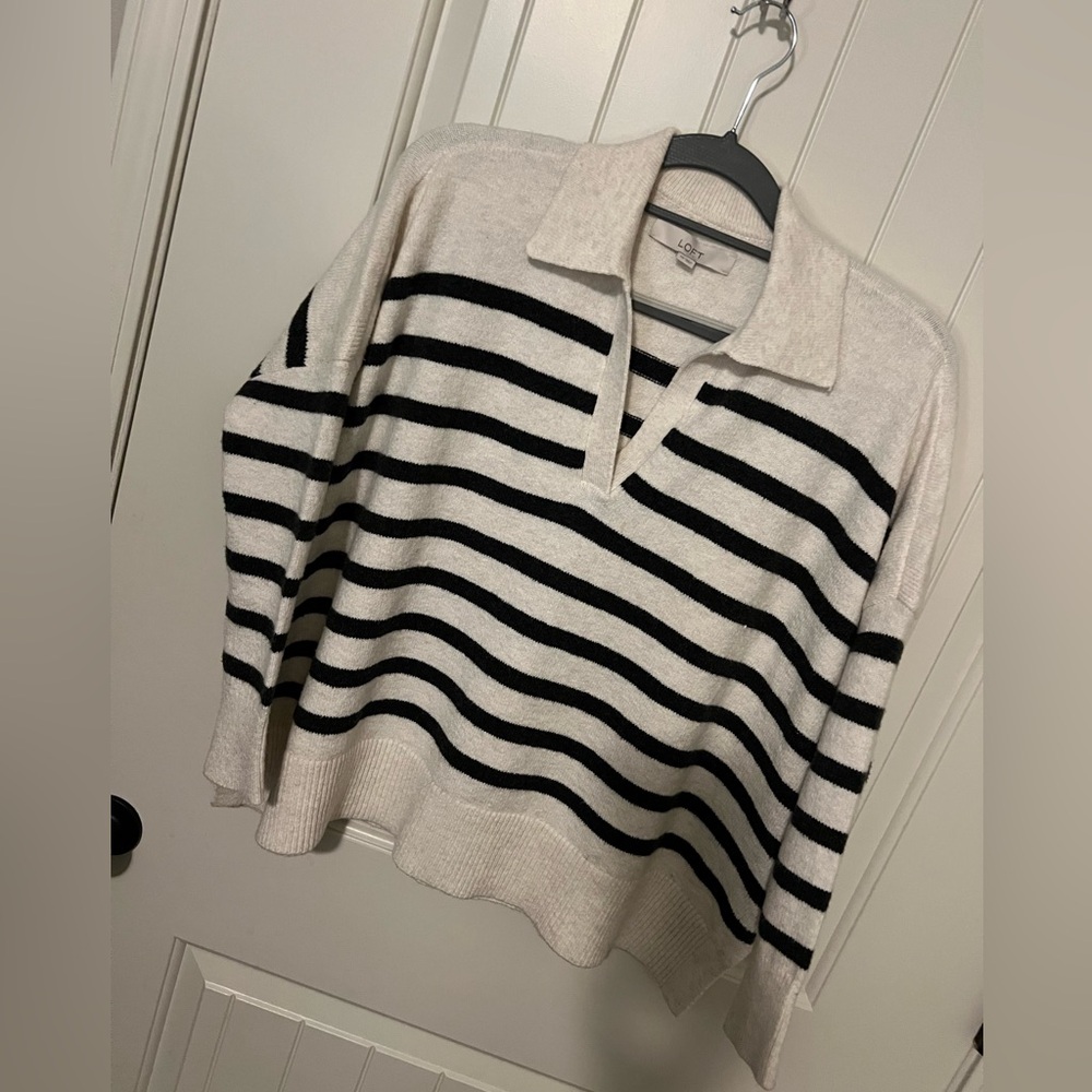 Striped Black and Cream Women's Sweater